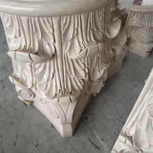 Base per Colonna Corinzia in Marmo Crema Uno Personalizzata per Interni di Case e Ville, Design del Capitello per Pilastro Romano Intagliato - Product Image 5