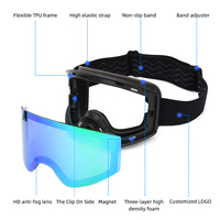 Masque de ski d'alpinisme professionnel pour hommes et femmes, double couche anti-buée, étanche, coupe-vent, monture en TPU, compatible myopie, fixation magnétique