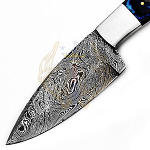 มีดเหล็กดามัสกัสแบบกำหนดได้เองสวยงามมีดใบมีดแบบคงที่สำหรับล่าสัตว์และตั้งแคมป์พร้อมด้ามจับไม้แข็ง - Product Image 4