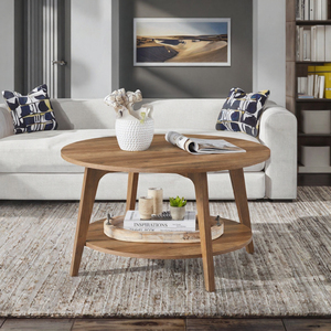 Table basse moderne Ocean WTA contemporaine en bois avec cadre en fer, étagère de rangement mobile, garantie 1 an pour le mobilier de salon - Product Image 3