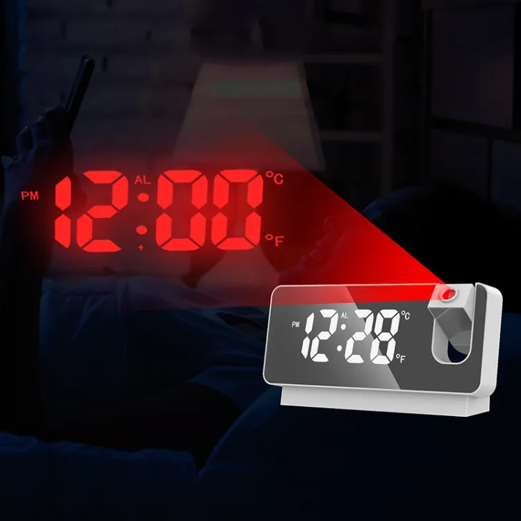 저렴한 다기능 자동 전자 180 도 스마트 알람 시계 디지털 미러 알람 시계 led 프로젝션