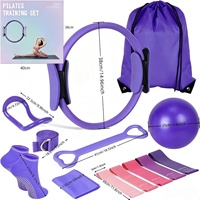 Ensemble complet de Pilates à domicile en 13 pièces, comprenant un anneau de 13 pouces, un ballon de 10 pouces, des bandes de résistance, équipement de Pilates pour débutantes