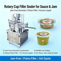 Machine automatique anti-blocage pour le dénouvellement des gobelets, le remplissage et la scellage de gobelets à sauce, et le remplisseur-scelleur rotatif à piston pour liquides visqueux en pots et bacs