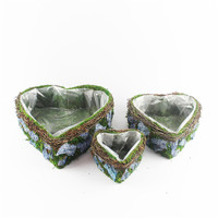 Pot de fleurs empilable de style nordique avec panier en forme de cœur en rotin pour la maison - Vente en gros