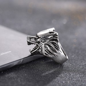 Hot Sell Fashion Europa und Amerika <span class=keywords><strong>Wolf</strong></span> Head <span class=keywords><strong>Ring</strong></span> Herren Antik versilbert Legierung Punk Hip-Hop-Stil verstellbarer <span class=keywords><strong>Ring</strong></span> für Männer - Product Image 4