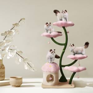 Çiçek kedi tırmalama sütunu tırmanma çerçeve ağaç evi Modern lüks kule tırmalama sütunu kedi ağaçları & <span class=keywords><strong>Scratcher</strong></span> ahşap kedi ağaçları - Product Image 2