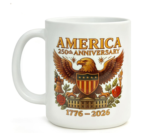 Mug en céramique personnalisé USA 250e anniversaire, tasse à café patriotique avec drapeau américain et aigle, mug cadeau pour la fête de l'Indépendance, logo personnalisé gratuit - Product Image 4