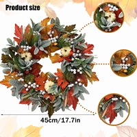 Couronne de citrouille d'Halloween moderne de 50 cm de haute qualité en gros, décoration artificielle pour porte d'entrée et mur de la maison