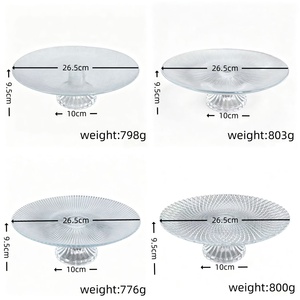 Plateau à gâteau en verre texturé sur pied, élégant ornement de table pour café, <span class=keywords><strong>restaurant</strong></span>, mariage, célébration, présentation alimentaire - Product Image 5