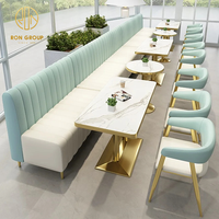 Café rond en marbre Restaurant canapé ensemble cabine sièges meubles chaise et Table pour café café
