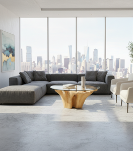 Table à manger exclusive en racine de teck ronde avec plateau en verre trempé, design moderne, bois massif écologique pour la maison et l'hôtellerie - Product Image 4