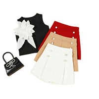 Haut sans manches à fleurs 3D décoratives et culotte unie pour filles, style transfrontalier euro-américain