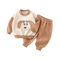 Ensemble décontracté deux pièces en coton pour bébé et tout-petit, nouvelle collection hiver et automne 2025, style occidental, imprimé animaux de dessin animé