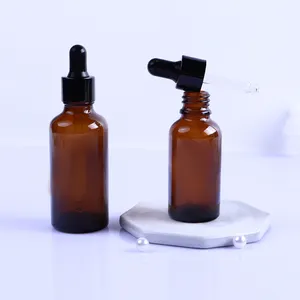 Botol Penetes Minyak Esensial Kaca Amber Kosong 30 Ml 50 Ml untuk Perawatan Kulit