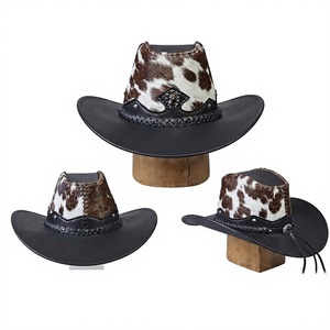 Sombrero de Vaquero de Cuero Unisex para Adultos, Bordado con Cuentas, Casual, para Fiestas al Aire Libre, Cuatro Estaciones, 58-60CM, Marca Personalizada NS-HDF8 Modelo - Product Image 1