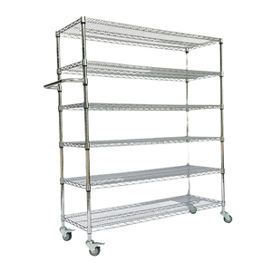 Estante de alambre de almacenamiento de metal resistente, estante de sala de estar con cromado y ruedas de estante ajustables para uso en el hogar - Product Image 2