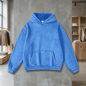 Pull à capuche oversize en coton molletonné tricoté, teint en pièce, effet délavé, 320g, style vintage, pour femme, collection automne, vente en gros - Product Image 3