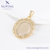 X001293705 XUPING Pendentif ovale Sacré-Cœur de Jésus plaqué or 14 carats avec bordure en filigrane, accessoire religieux