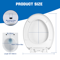 Abattant de toilette universel économique pour salle de bain, abattant de toilette avec fermeture amortie, abattant de toilette en plastique 45 cm
