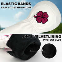 Housse de protection pour tête de club de golf PMT en cuir PU imperméable, avec fermeture magnétique, motif trèfle rose matelassé en diamant et broderie 3D, motif porte-bonheur