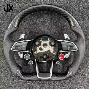 Pour volant <span class=keywords><strong>Audi</strong></span> A4 B8 B9 A6 C7 C6 C8 A3 8p Q3 Q5 Q7 R8 Rs3 Rs5 A4L A6L Volant en cuir perforé en fibre de carbone - Product Image 6