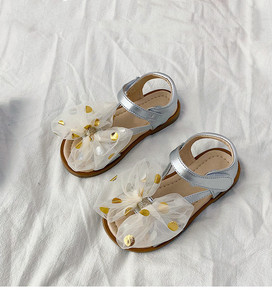 Sandales d'été pour petites filles, nu-pieds tendance pour enfants, chaussures de princesse <span class=keywords><strong>à</strong></span> nœud papillon scintillant, pour petites et grandes filles - Product Image 5