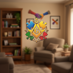 T-shirt puzzle de la franc-maçonnerie, lodge maçonnique, sensibilisation à l'autisme, pour adultes, unisexe, noir - Product Image 3