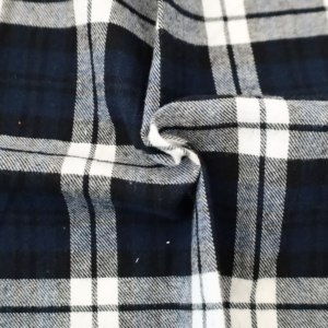 100% coton Tartan Check Plaid Fabric 16S 150gsm <span class=keywords><strong>doux</strong></span> respirant fil teint bleu foncé <span class=keywords><strong>blanc</strong></span> tissé pour les vêtements pour femmes garçons - Product Image 3