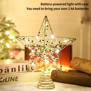 Christmas Tree Topper Three-Dimensional Iron Powder Five-Pointed Star Decoration - Product Image 6