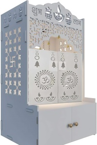 Wooden Home Temple with Door MDF Pooja <strong>Mandir</strong> with Drawer for Home, Office DIY Floor Standing <strong>Mandir</strong> - Product Image 5