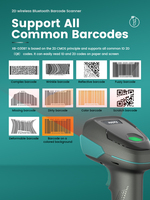Lector de Códigos de Barras QR Automático Syble XB-D30BT, Escáner de Códigos de Barras Inalámbrico 2D de Mano con Base