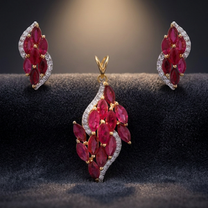 Conjunto de Colgante Marquise de Oro de Alta Gama, Hecho a Mano con Diamantes Brillantes Cultivados en Laboratorio, Certificados por GIA, Regalo para Mamá - Product Image 3
