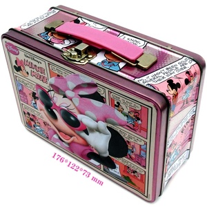 Cute Mickey Mouse Design Pattern Rectangular Lunch Cosmetics Tin Box Tote Suitcase