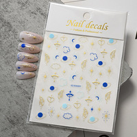 Autocollants 3D bronzants pour ongles, motif œil bleu et serpent, lignes abstraites françaises, étoiles, décorations auto-adhésives pour manucure