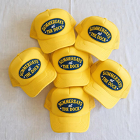 Casquette Trucker 5 Panneaux Personnalisable avec Logo, en Mousse et Toile, Style Hip Hop, Casquette de Baseball Jaune, Vente en Gros, Fabrication Directe OEM