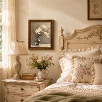 Tableau mural Magnolia encadré or, impression sur toile florale botanique vintage, décoration champêtre française, échantillons OEM ODM prêts en moins d'une journée