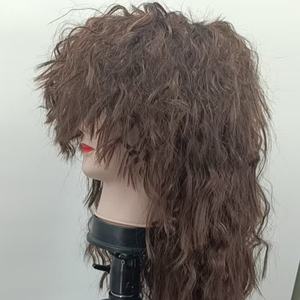 Long Curly 70S 80S Punk Rocker Cosplay <span class=keywords><strong>peluca</strong></span> para mujeres y hombres disfraz de Halloween Cosplay fiesta <span class=keywords><strong>peluca</strong></span> negro - Product Image 2