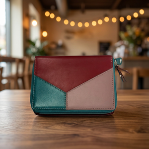 WRIZA Geometric Genuine Leather <b>Wallet</b> Zipper Closure Unisex Fashion Short Premium Multi-Colour Waterproof Polyester <b>Travel</b> - Product Image 5