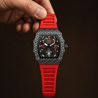 Montre analogique à quartz pour homme, cadran ajouré, étanche, bracelet en silicone, boîtier en alliage, forme carrée