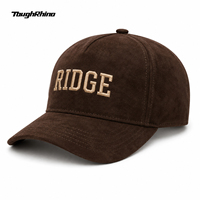 Casquette de baseball structurée en daim marron vintage brodée sur mesure pour homme et femme