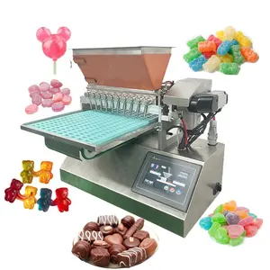 Rainbow Flat Spiral Round Shape Lollipop Vitamin Gummy Servo Form Small Batch Deposit Machine For Candy Production