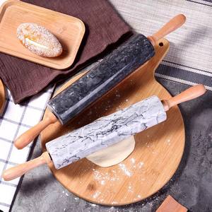 磨かれた大理石の麺棒と木製のハンドル生地ペストリーローラークッキーケーキ 磨かれた大理石の麺棒と木製のハンドル生地ペストリーローラークッキー