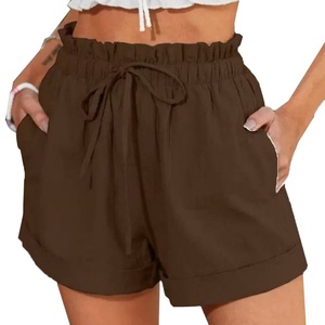 Shorts de Verano Casuales para Mujer, Cintura Alta, Elásticos y Transpirables, Color Sólido, Ajuste Holgado, a la Moda, Último Modelo, Shorts de Gimnasio - Product Image 2