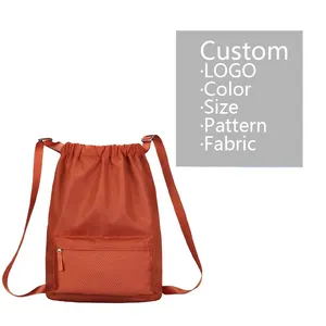 Custom Nylon Drawstring Backpack Bolsas De Tela Con Cordon Para Bolsa Lightweight Gym Bag Folding Sports Draw string Back pack