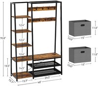 Suole — arbre d'hall avec banc de rangement, porte-manteau 5 en 1, avec 2 Cubes de rangement pliables et 9 crochets