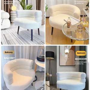 Chaise d'appoint moderne en tissu pelucheux Fauteuil de salon monoplace de forme ronde pour chambre à coucher Coin lecture Décoration intérieure - Product Image 6