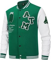 Veste universitaire verte personnalisée pour hommes, vente en gros, veste de baseball patchwork vert Kelly, patchs en chenille OEM, veste Letterman