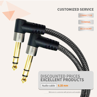 Dual Right Angle 6.35mm TRS Balanced Cable 1/4 Inch Male to Male Shielded Audio Interconnect for Mixer Studio Recording