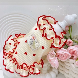 Vestido para mascotas en forma de corazón, con volantes rojos y estampado floral, para perros, gatos, malteses, Yorkshire Terriers, estilo oso de peluche, para las cuatro estaciones. - Product Image 2