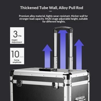 Valise de transport en alliage d'aluminium sur mesure avec ouverture frontale, roulettes pivotantes et grandes roulettes à roulettes